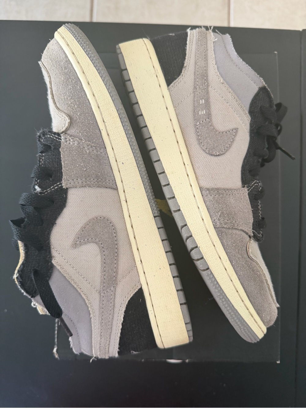 Nike Air Jordan 1 Low SE Craft GS 6.5Y Tech Grey Black Cement FD9088-002 w/ Box